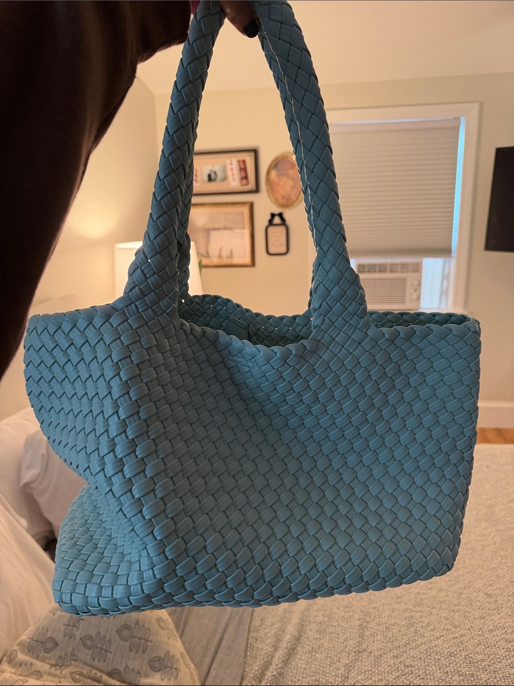 Woven Tote Bag in Teal - Elegant Everyday Carry